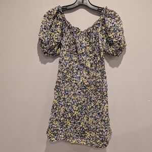 Dynamite Floral Puff Sleeve Mini Dress Cottagecore Fairy Spring S
